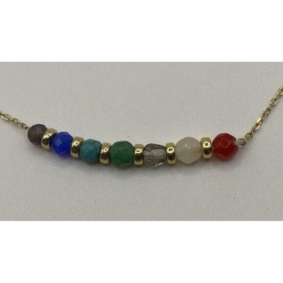Gold Vermeil Semiprecious Gemstone 16" Necklace Sterling Silver 925 7 Dainty 4mm - Picture 7 of 9